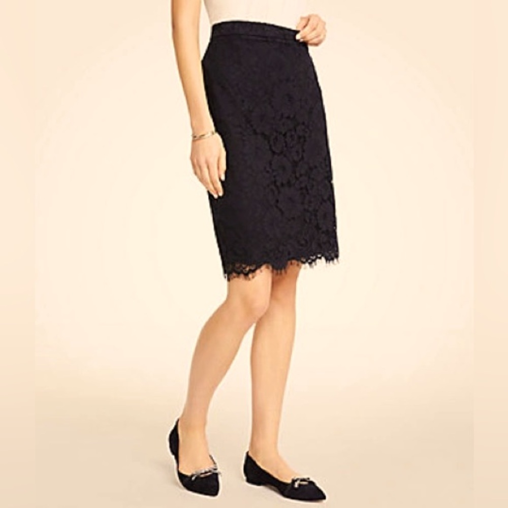 Ann Taylor Black Lace Pencil Skirt - 6